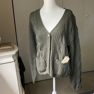 Cardigan by St John's Bay Oregano Green NEW